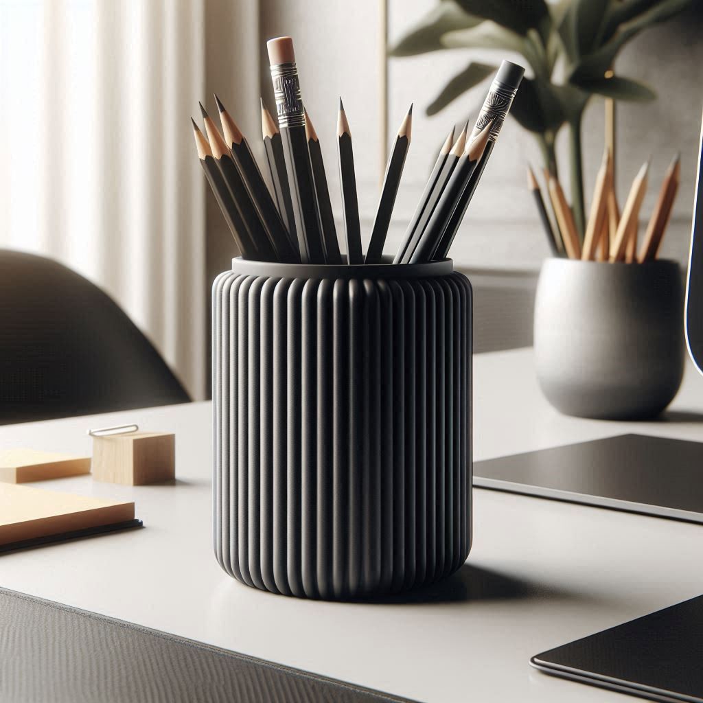 Modern Ribbed Pencil Holder