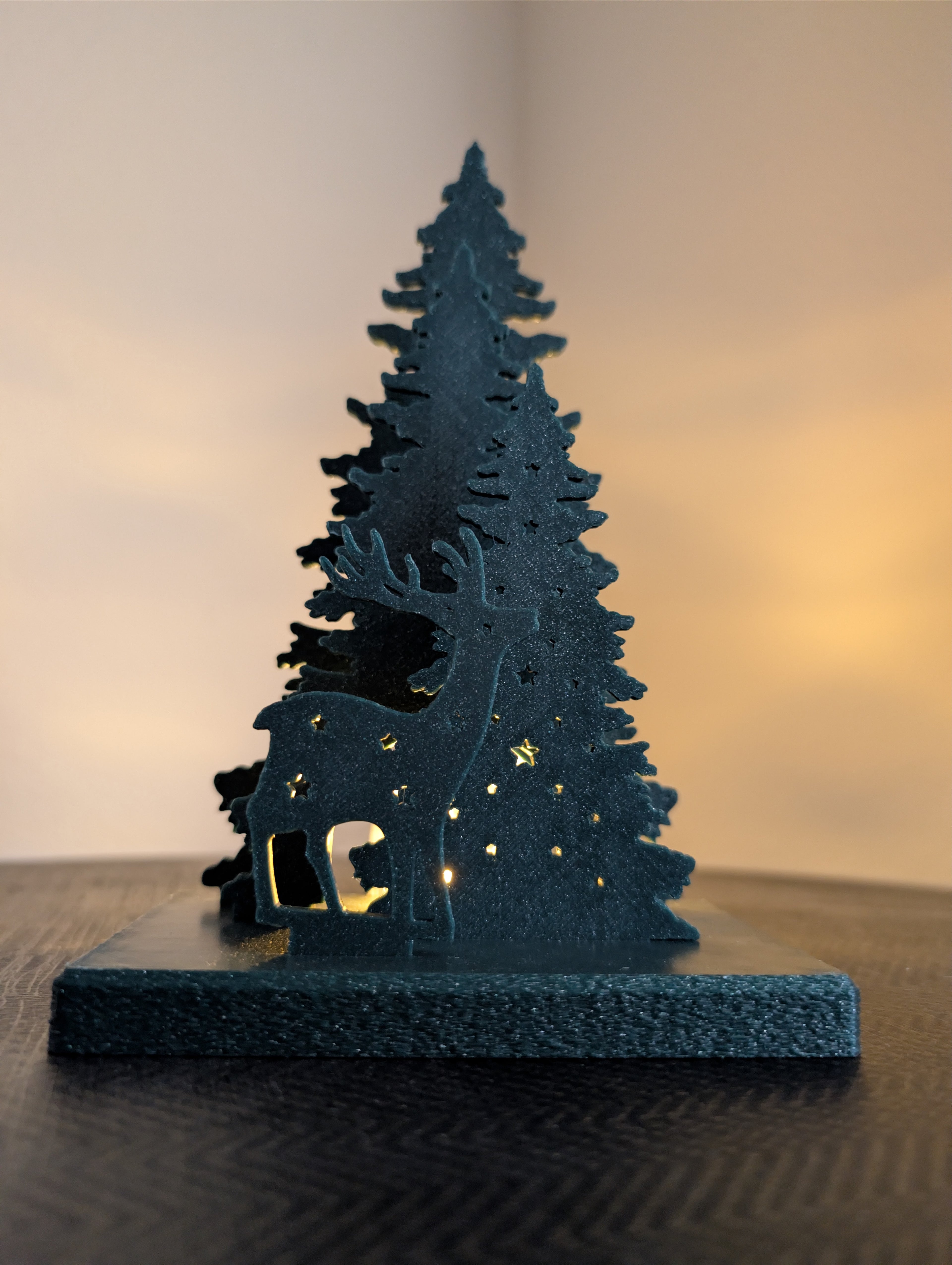 Christmas Reindeer Decor Scene with LED Tea Light